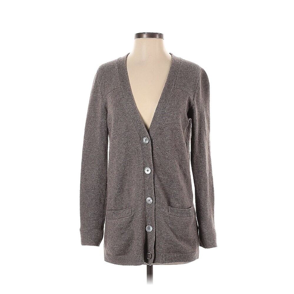 REPEAT CASHMERE Grey Wool Cashmere Knit V-Neck Button Scarlet Cardigan 38 US 6 S